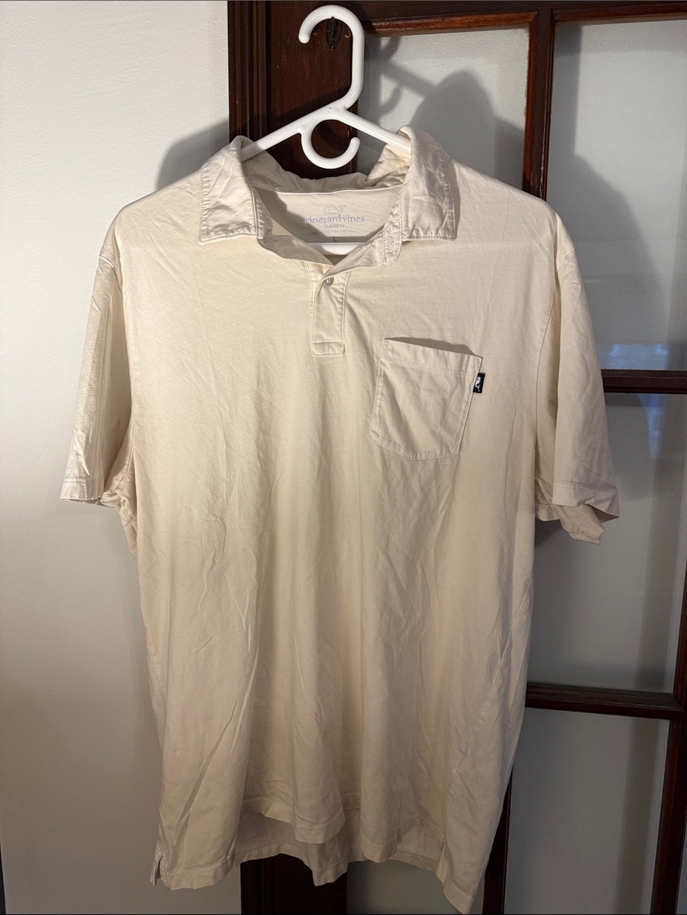 Vineyard Vines Men's Cream Short-Sleeve Polo with Pocket